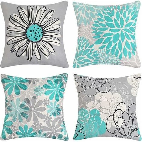 GENERIC- Lot de 4 Housse de Coussin d'extérieur, imperméable Housse de Coussin Housse Coussin en Lin en Tournesol pour Patio Jardin Salon Chambre Décoration(45 x 45 cm, Vert) (1/5)