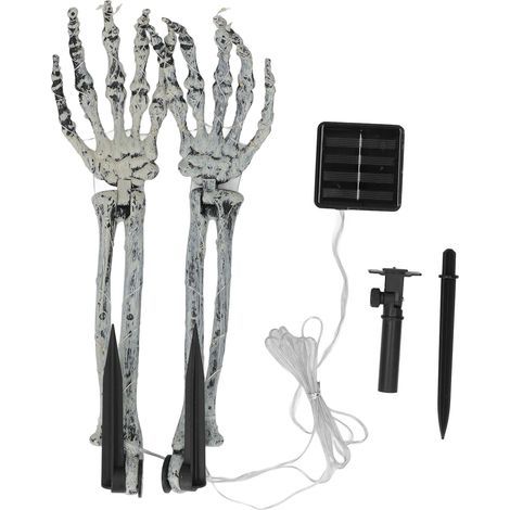 1 Paire de Bras Squelette Solaire avec LED et Fils de Cuivre pour Décorations Effrayantes d'Halloween (1/5)