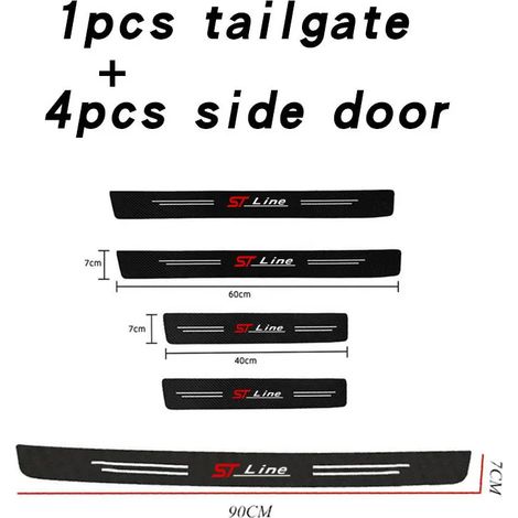 (5 pièces pour STline) Autocollants de protection de seuil de porte,pédales et pare-chocs arrière pour Ford ST-line Focus 2,3,Mondeo,Ecosport,Kuga Mk4 et Fiesta Mk3 Accessoires (1/3)