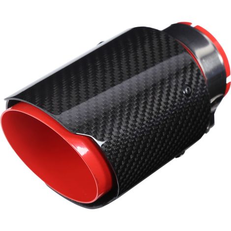 Universal Fitting, Tail Throat, Gloss Red Carbon Fiber Hose, 2.5 Inch Straight Inlet, 3 Outlets, Stainless Steel Car Riser for
