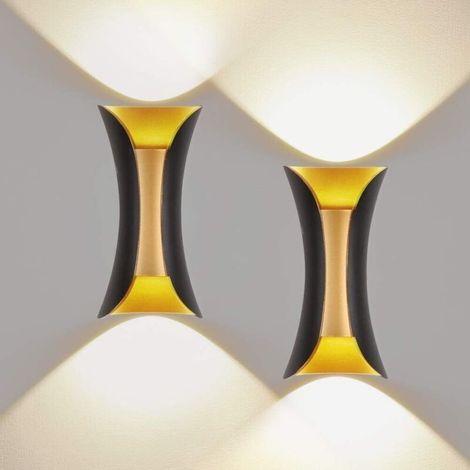 2 Pack Applique Murale Interieur/Exterieur 10W Applique Murale Extérieur 3000K Blanc Chaud Lampe Murale Etanche IP65 pour Salon Chambre [Classe énergétique A+] (1/4)