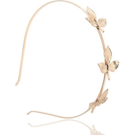 Fascia per capelli con 3 foglie dorate, decorazione per capelli elegante da donna (1/3)