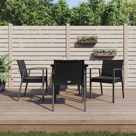 5 pcs Ensemble à manger de jardin,Salon de jardin Mobilier de salle à manger coussins résine tressée acier HH87736 (1/5)