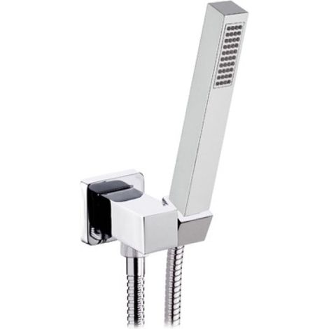 PRESA ACQUA QUADRATA SUPPORTO IN OTTONE + DOCCETTA POLAR + FLESSIBILE Cromo