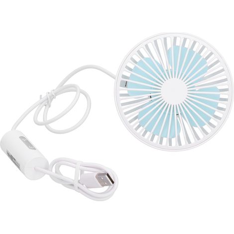 Ventilateur Mini Climatiseur USB - Rotatif 360° - Pour Voiture - Blanc - 3 Vitesses - 4 Pales - Avec Lampe Nuit (1/5)