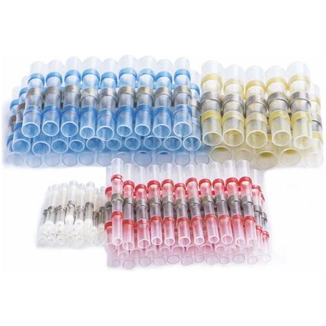 Lot de 100 cosses électriques thermorétractables et connecteurs isolés, avec boîte de rangement pratique. (1/4)