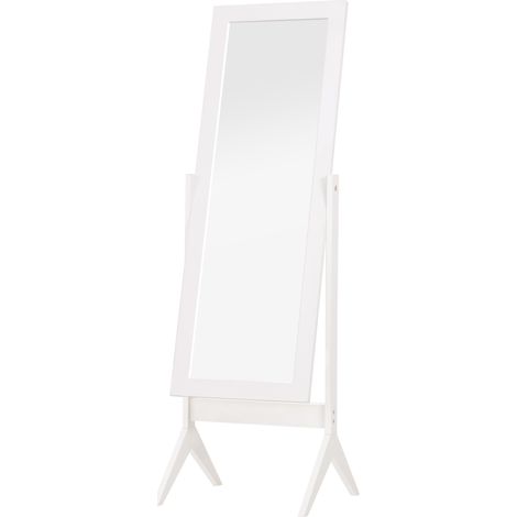 Specchio a figura intera, autoportante, con angolazione regolabile, per camera da letto e soggiorno, 148 x 47 cm, bianco.
