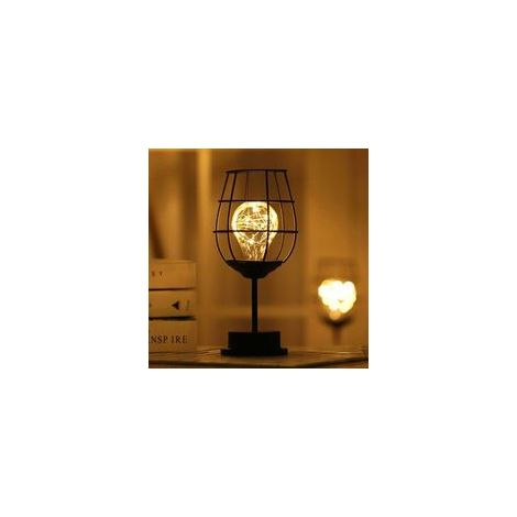 Lampe de table moderne en fil métallique noir Lanterne Lampe de chevet vintage Fonctionne avec des piles Conçu pour les chambres à coucher.