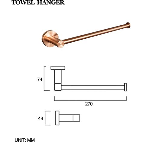 (Anneau porte-serviettes A) Porte-serviettes/crochet porte-savon/porte-brosse WC/porte-essuie-tout/accessoires de salle de bain en or rose brossé de haute qualité (1/5)