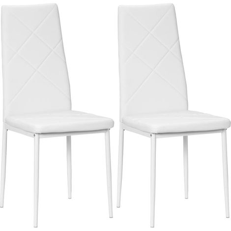 SET DI 2 SEDIE DA PRANZO MODERNE CON SCHIENALE ALTO IN FINTA PELLE E ACCIAIO. 41X50X97 CM. BIANCO (1/5)