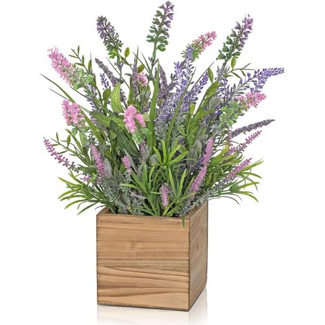 Plante artificielle Lavande en pot style Shabby Chic pour décoration intérieure (1/5)