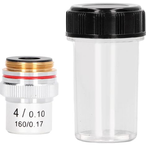 Objectif de microscope achromatique argenté 4X, lentille avec interface standard 20,2 mm (1/5)