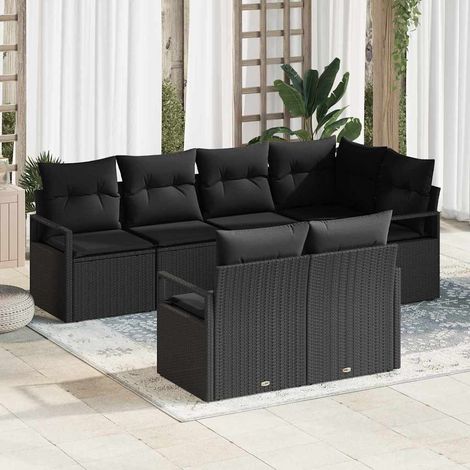 Sofa Set 7 pcs Schwarz Poly-Rattan vidaXL (1/5)