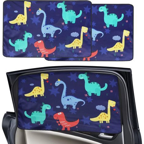 Lot de 2 pare-soleil latéraux de voiture, motif dinosaure, magnétiques, pour la plupart des véhicules, protègent bébé (1/5)
