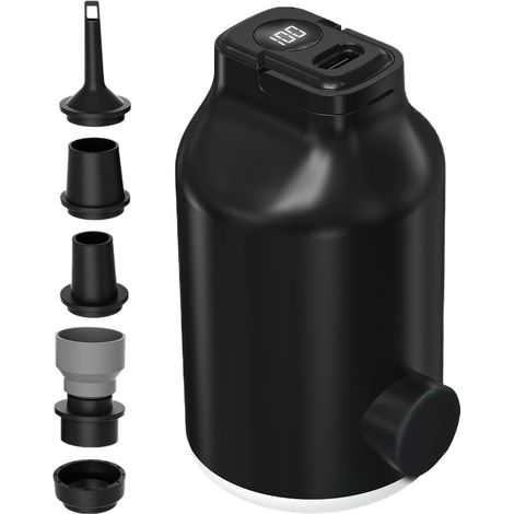 Luftpumpe für Schlauchboote  Tragbare elektrische aufblasbare Pumpe mit leichten 5 Düsen, Outdoor-Freizeitzubehör für Camping, schwimmende Matratze, Kajakfahren, Schwimmbad, Freunde