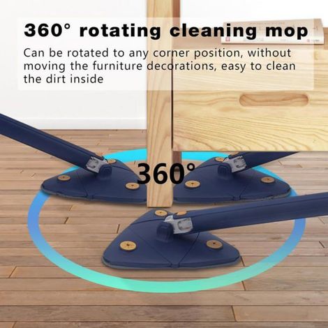 Balai rotatif réglable - Nosheir - Rotatif à 360° - Tête triangulaire - Auto-tordant mains libres - Sec et humide (1/5)