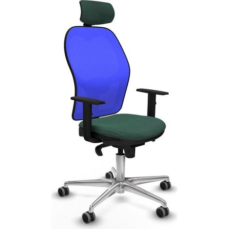 Piqueras y Crespo Silla de oficina verde con reposacabezas (1/3)