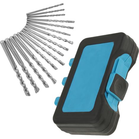 15-teiliges Set mit 3-10 mm Hartmetall-Steinbohrern für Beton, Ziegel und Fliesen, verpackt in einer blauen Kunststoffbox (1/5)