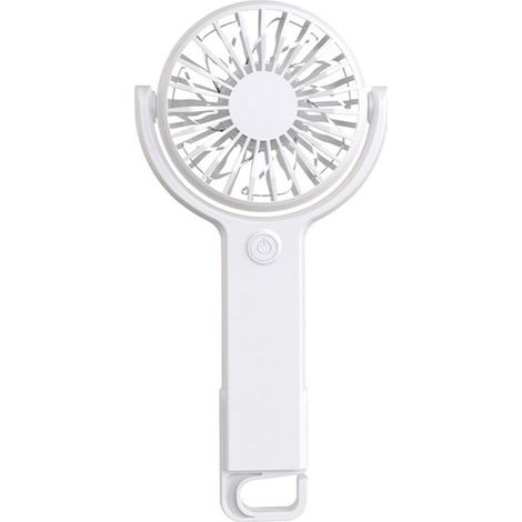 Ventilateur portable rechargeable, climatiseur, petit ventilateur de poche, 5 vitesses, avec crochet pliable, blanc (1/4)
