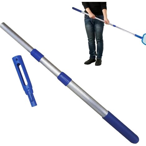 Épuisette de piscine - Mailles fines avec tige standard Barre télescopique réglable en 3 parties extensible pour skimmer, brosses piscine, aspirateurs (1/5)