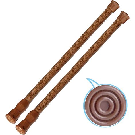 Lot de 2 petites tringles de tension de 39,9 cm à 28 tringles à rideaux extensibles à ressort pour ustensiles de cuisine, placard et armoire, tiennent dans les espaces pour rester en place (marron) (1/5)