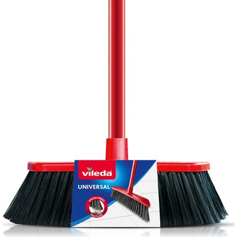 Vileda – Balai universel de nettoyage efficace pour toutes surfaces – Fibres spéciales pour capture optimale de la poussière – Manche léger ergonomique