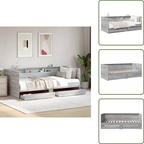 Sofá cama con ruedas - vidaXL Sofá cama con cajones sin colchón gris Sonoma 75x190 cm - Sofá cama con almacenaje
