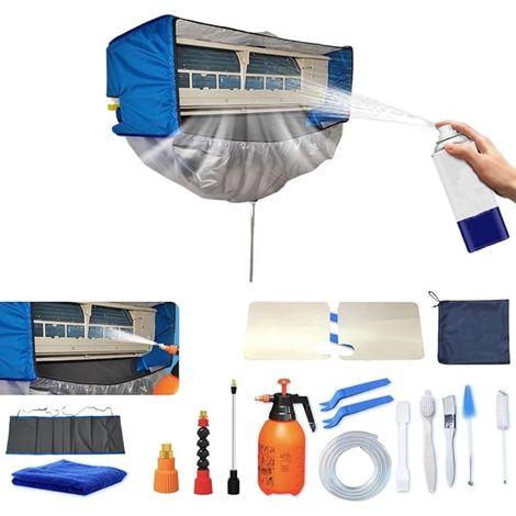 Kit De Nettoyage Pour Climatiseur Split(Panneaux Latéraux), Avec Un Espace Supplémentaire Sac bleu et blanc, petit (1/5)