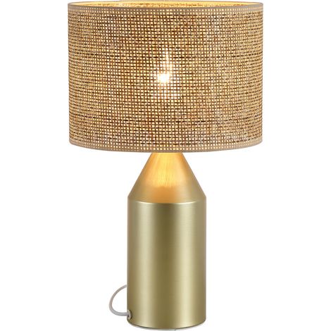 Searchlight Pheobe Lampe de table, dorée, abat-jour en rotin, 1 douille E27 (1/5)