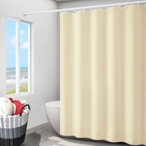 Doublure de rideau de douche en tissu beige jaune avec aimants, imperméable, qualité hôtelière, 180 x 180 cm, lavable en machine (1/5)