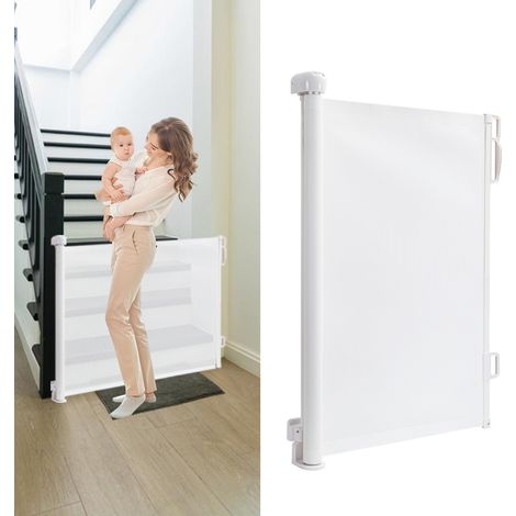 Randaco Treppenschutzgitter Ausziehbar Türschutzgitter Absperrgitter Roll, ausziehen 0-180 cm für Kinder & Haustiere, Weiß (1/5)