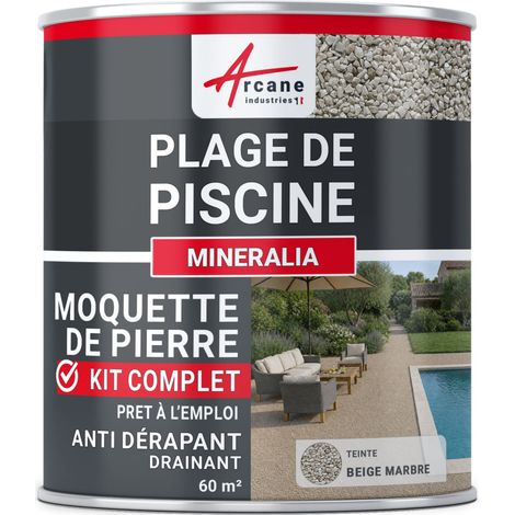 Kit moquette de pierre piscine - Antidérapant & drainant haute résistance - 60 m² Beige Marbre - ARCANE INDUSTRIES