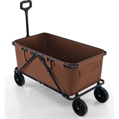 Carrello pieghevole robusto 106 x 56 x 74 a 101 cm con manubrio regolabile pratico da usare e riporre in modo efficiente in metallo colore caffè 200011308