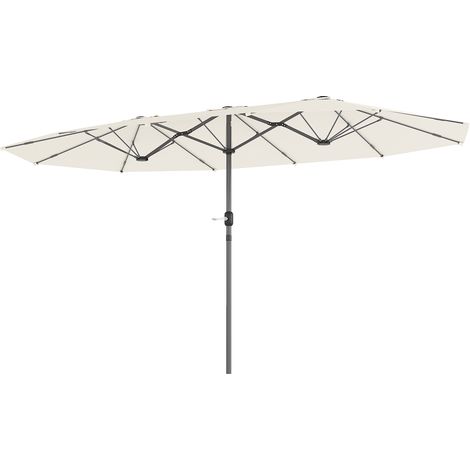 Parasol double ovale beige 436x260 cm acier manivelle protection UV