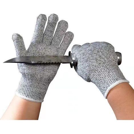 Gants gris résistants aux coupures, une paire, pour la protection contre les rayures et la sécurité lors de la découpe du verre.-Karteo (1/4)