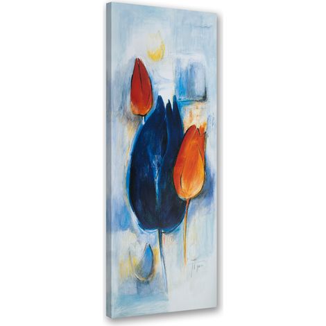 Tableau sur toile Tulipes féeriques peintes 30x90 (1/5)