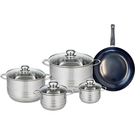 Ensemble de 1 Poêle de cuisson 24 cm et 4 faitouts 12, 14, 20 et 24 cm Elo Prima Brillant (1/5)