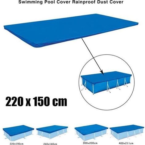 Hengxin - Rechteckige Schwimmbadabdeckung 220 x 150 cm - Blaue Schutzplane für Schwimmbecken
