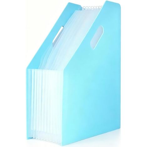 Classeur Accordéon 24 Poches, Porte-documents A4 Portable, Organiseur Multifonction pour Bureau, école, Maison, Plastique Résistant à l'usure (Bleu vertical) (1/5)