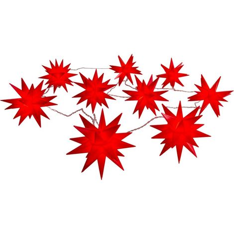 Guirlande lumineuse de Noël LED 9 étoiles 3D rouge IP44 extérieur et intérieur 5 m - PANGIVO (1/5)