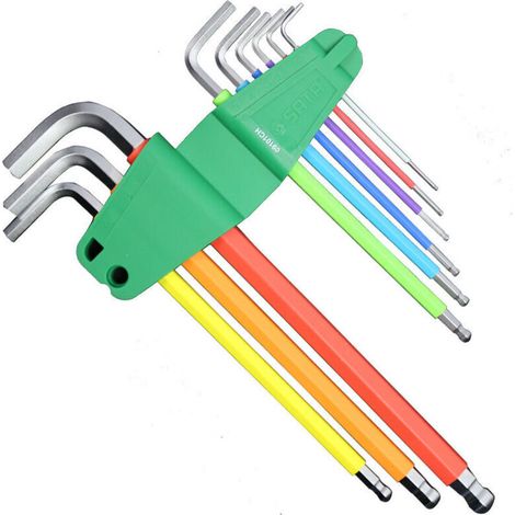 Set di 9 chiavi Torx extra-lunghe colorate - Dimensioni T10-T50 (1/2)