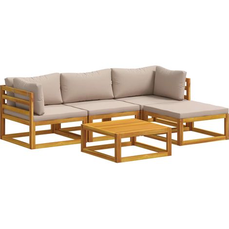 Ensemble de Canapés 5 pc Naturel Bois d'Acacia Massif vidaXL