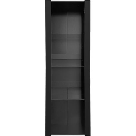 Glänzende schwarze Vitrine mit LED-Beleuchtung, 3 Glasböden, 55 x 38 x 166 cm (1/5)