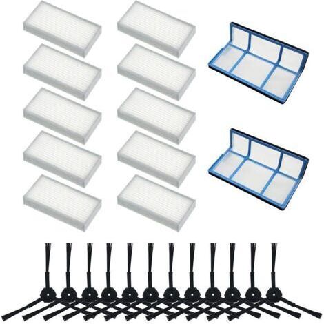 Compatible avec les accessoires de l'aspirateur robot ILIFE V3 V5S V5 V3S : 10 noyaux de filtre, 12 brosses latérales, 2 filtres (1/4)