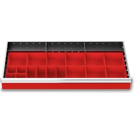 Schubladeneinteilung R 36-16 mit Kleinteilekästen für Front 100 mm Maße in mm (BxT): 900 x 400 (1/3)