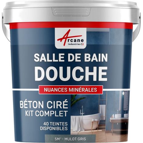 BETON CIRÉ: Kit BETONBESCHICHTUNG | KUNSTHARZ-BETON Badezimmer begehbare Dusche - Wasserdichte Beschichtung - Feldmaus-Grau - 5 m²-Kit (2 Schichten)