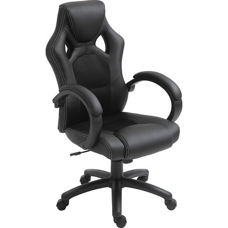 Sedia da Gaming 51x61x108-118 cm in Similpelle Nero (1/5)