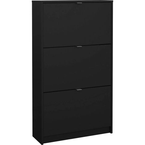 Dmora - Schuhschrank Paris, Schuhregal, Mehrzweck-Eingangsgarderobe, Möbel für Schuhe, 70x24 h124 cm, Schwarz