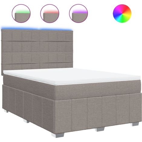 Maison Exclusive - Sommier à lattes de lit avec matelas Taupe 160x200 cm Tissu (1/5)