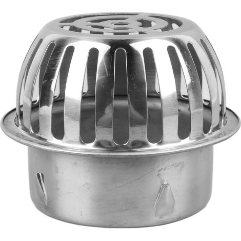 Siphon de sol rond en acier inoxydable pour balcon, avec système anti-obstruction et évacuation fluide pour tuyau de balcon de 110 mm. (1/5)